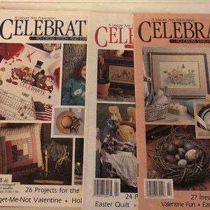 Vintage Bulk Lot of Celebrations Cross Stitch Magazines _ Charts & Patterns